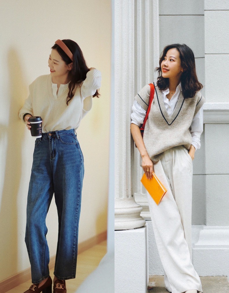 毛衣怎么穿不臃肿显老气?时髦女人都在“叠穿”,精致大方很显瘦